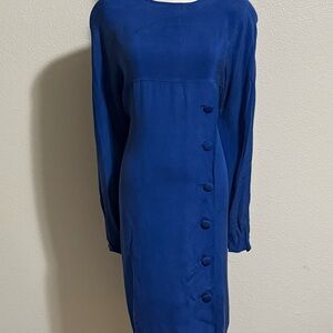 Vintage Papell Too 100% Silk Dress Women’s Size 14 Blue Elegant Evening
